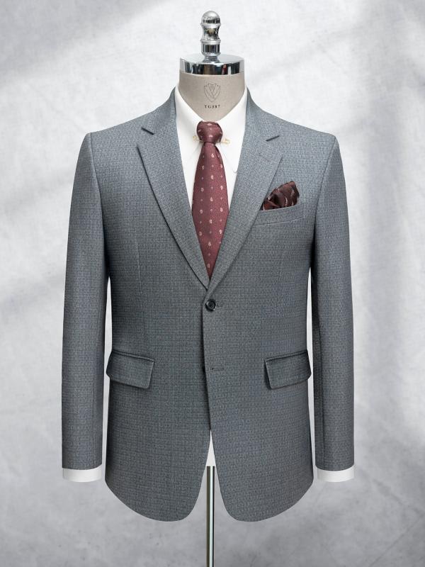 Bộ Suit Ghi Xanh Hoạ Tiết Kẻ Mờ Classic Fit TGS387